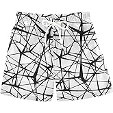 senya Boys Swim Trunks Quick Dry UPF 50+ Plaid Art Beach Board Shorts Kids Bathing Suits Swimsuit