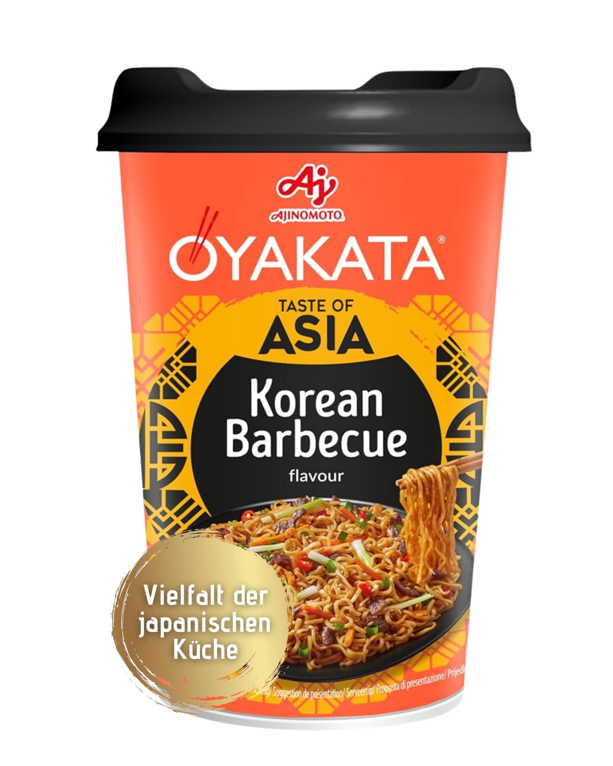 OYAKATA Instant-Nudelbecher Korean BBQ 93 g I Koreanischer Grillgeschmack & süß-würzige Sojasoße I Fertigmahlzeit in 3 Minuten I Perfekt für unterwegs & Zuhause I Authentische japanische Ramen-Nudeln