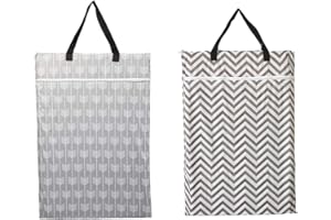 Sigzagor 2 Pack Large Hanging Wet Bags Laundry Pail Bags Cloth Diapers Reusable