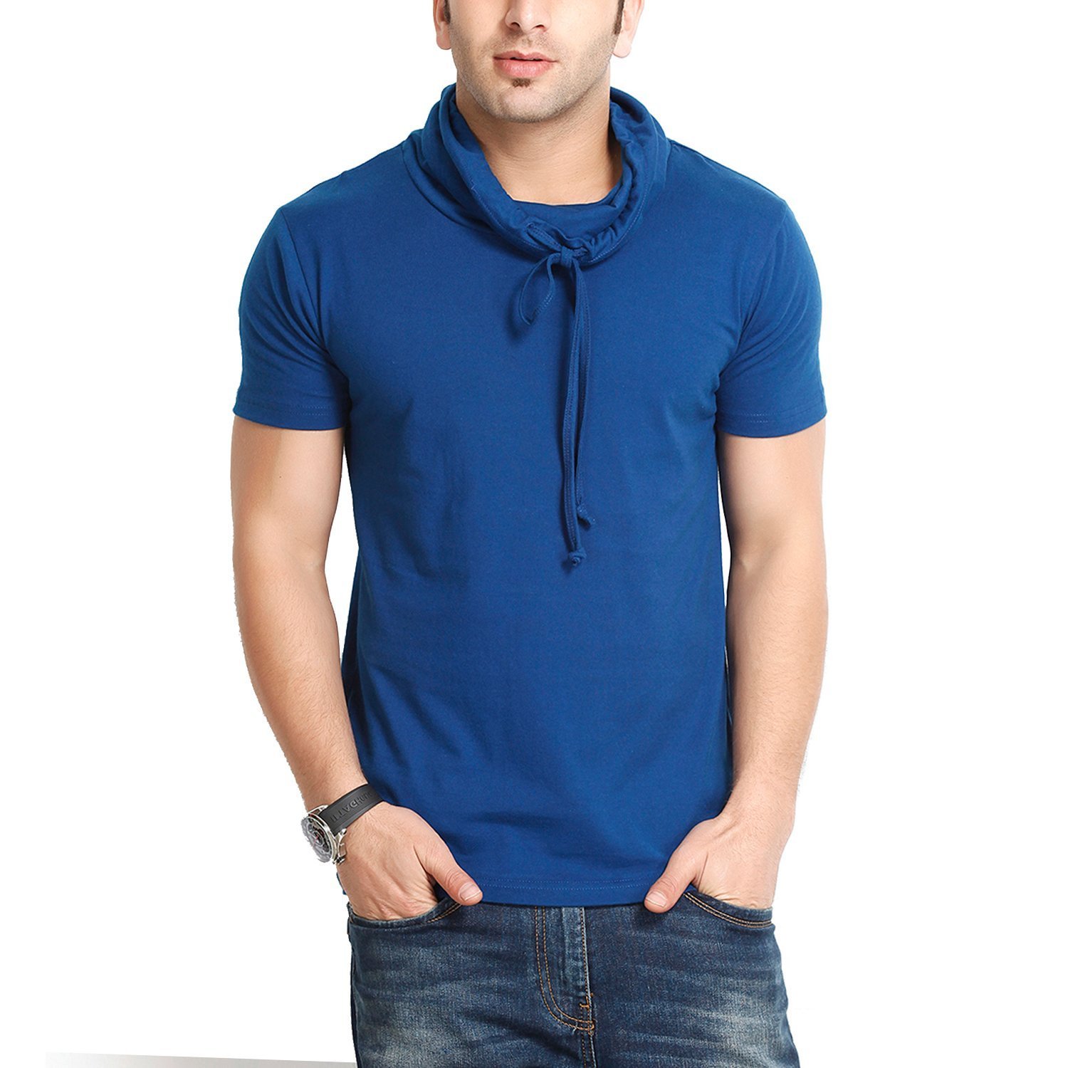 gritstones men's cotton hooded t-shirt black_large