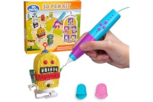 Kretrum 3D Pen for Kids Low Temperature 3D Printing Pen Kit with Robot Stencils Robot Base Finger Protectors 1.75mm PCL Filam