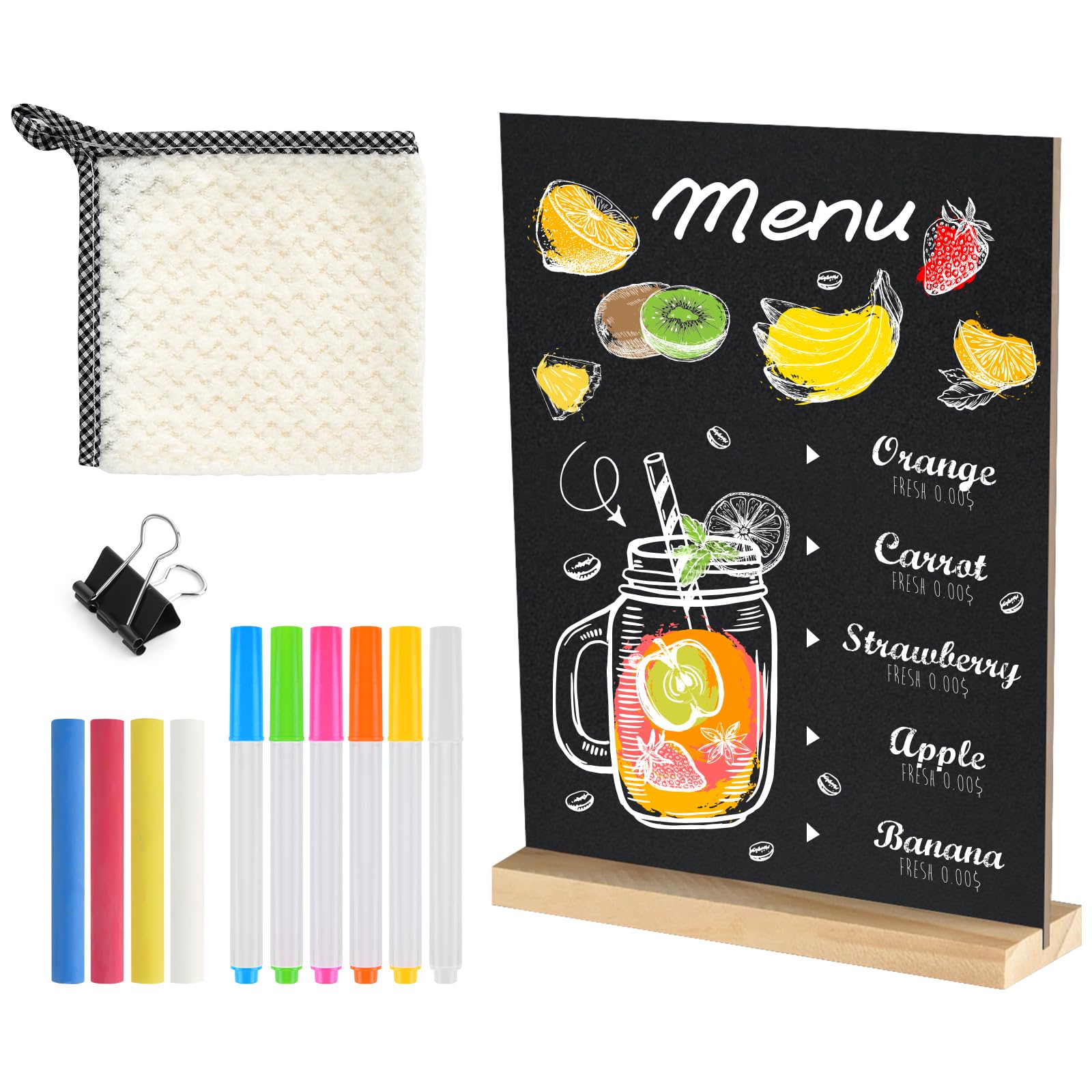 Photo 1 of NEBURORA 1 Pack 5 x 7.9 Inches Tabletop Small Chalkboard Sign with Wood Base Reusable Double-Sided Message Boards Menu Chalkboard Stand for Kitchen Wedding Coffee Shop bar Restaurant