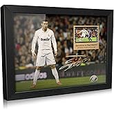ORIMAMI Signed Ronaldo Poster Photo Desktop Framed Picture 8x6 Inches,with 1x35mm Film Mini Cell Display,Gifts for CR7 Cristiano Ronaldo Fans