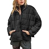 Omoone Women's Quilted Puffer Jacket Zip Up Oversized Lightweight Padded Down Coat Outerwear