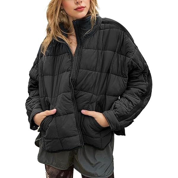 Aiopr Women's Oversized Lightweight Down Coat Long Sleeve Zip