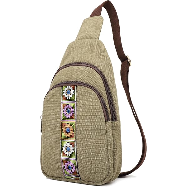 Embroidered Sling Bag Crossbody Backpack Purse Anti-Theft Travel Daypack Canvas Amazon.com | Goodhan Women Canvas Backpack Daypack Casual  main image 2