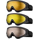 SixYard Ski Goggles, Motorcycle Goggles, 3 Pack Snowboard Snow Goggles for Men Women Adult Youth