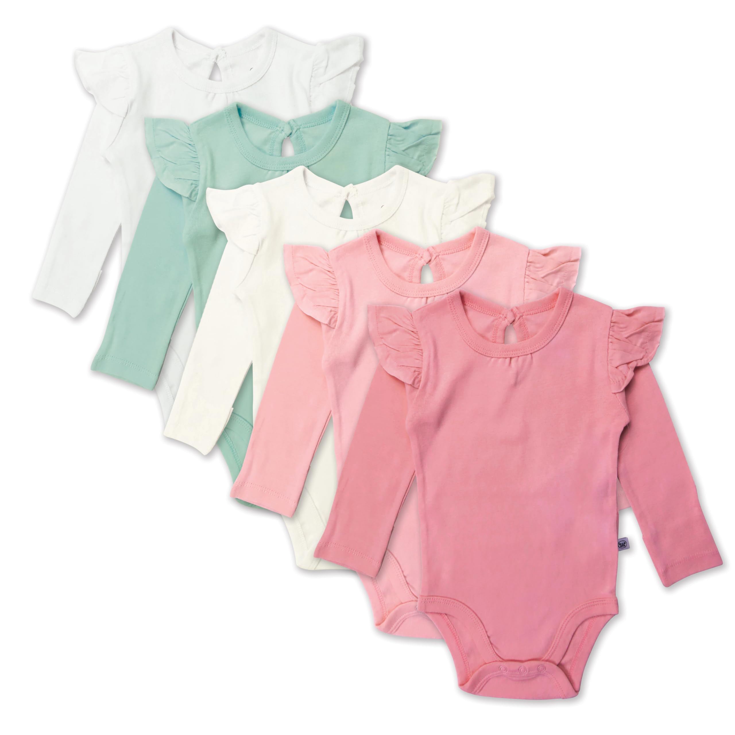 HonestBaby 5-Pack Long Sleeve Bodysuits One Piece 100% Organic Cotton for Infant Baby Girls, Unisex, Strawberry Cream, Newborn