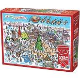 Cobble Hill 1000 Piece Puzzle - DoodleTown: 12 Days of Christmas - Sample Poster Included