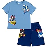 SEGA Sonic the Hedgehog Athletic T-Shirt and Mesh Shorts Outfit Set Toddler to Big Kid Sizes (2T - 18-20)