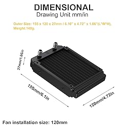 Clyxgs Water Cooling Radiator, 12 Pipe Aluminum