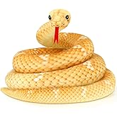 HyDren Giant Boa Constrictor Large Stuffed Animal Snake Realistic Giant Plush Stuffed Snake Toy 80 Inch Lifelike Animal Gifts for Kids Birthday Party Prank Props(Yellow)