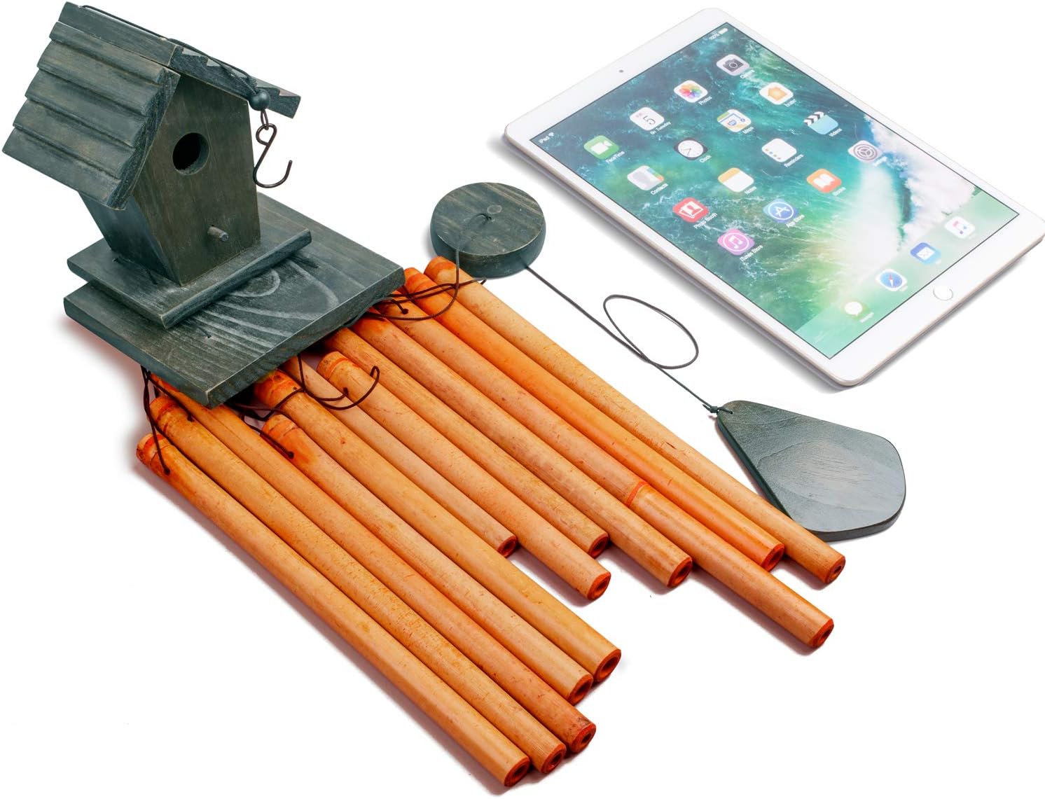 WOODMUSIC Wind Chime Outdoor, 36'' Bamboo Wooden Birdhouse Wind Chimes for Ourdoor & Indoor, Garden, Yark, Patio and Home Décor : Garden & Outdoor