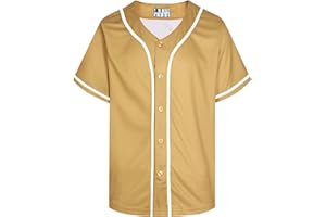D DEHANER DEHANER Plain Blank Baseball Jerseys for Men Women Adult Hip Hop Hipster Button Down Shirts Sports Uniforms Outfits