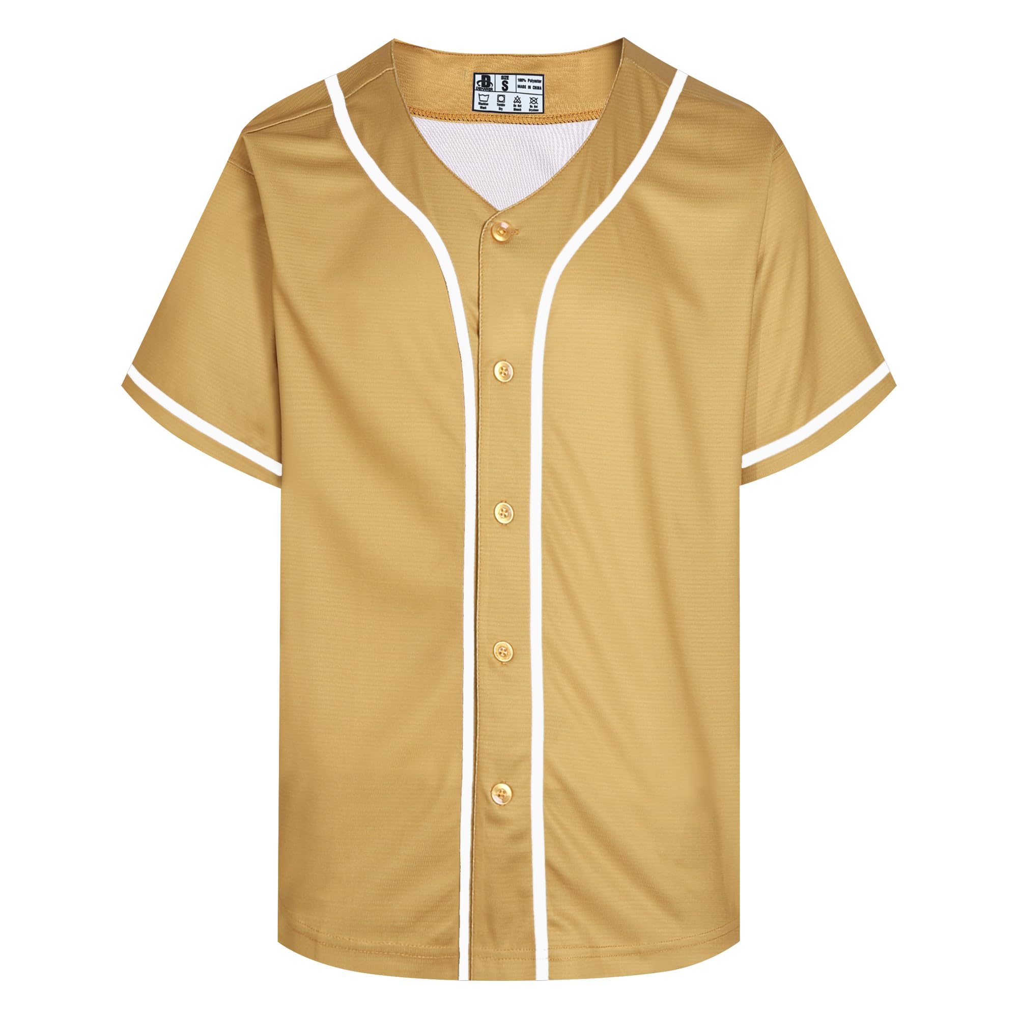 DEHANER Old Gold Baseball Jersey for Men Women