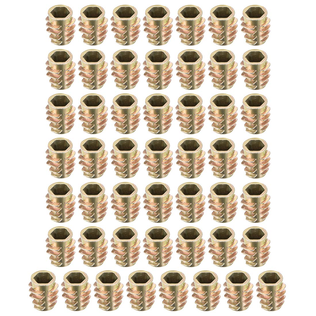 sourcing map Furniture Threaded Insert Nuts Zinc Alloy Hex-Flush M6 Internal Threads 13mm Length 50pcs