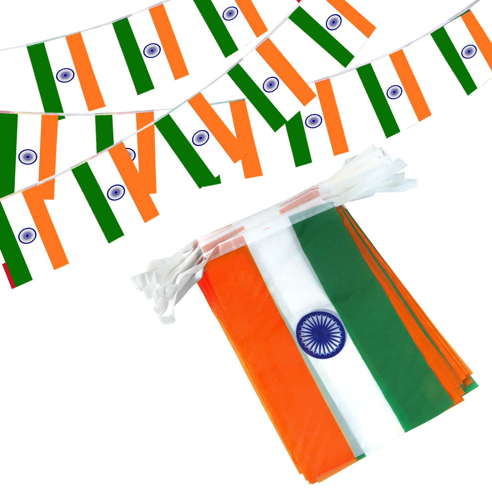 Anley India String Flag Pennant Banners, Patriotic Events 15th of August Indian Independence Day Decoration Sports Bars - 33 Feet 38 Flags — image 1