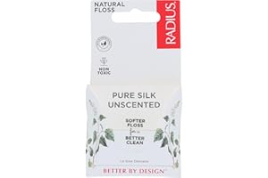 RADIUS Natural Unscented Silk Dental Floss 33 Yards Compostable Non-Toxic Oral Care & Designed to Help Fight Plaque Clear, 30