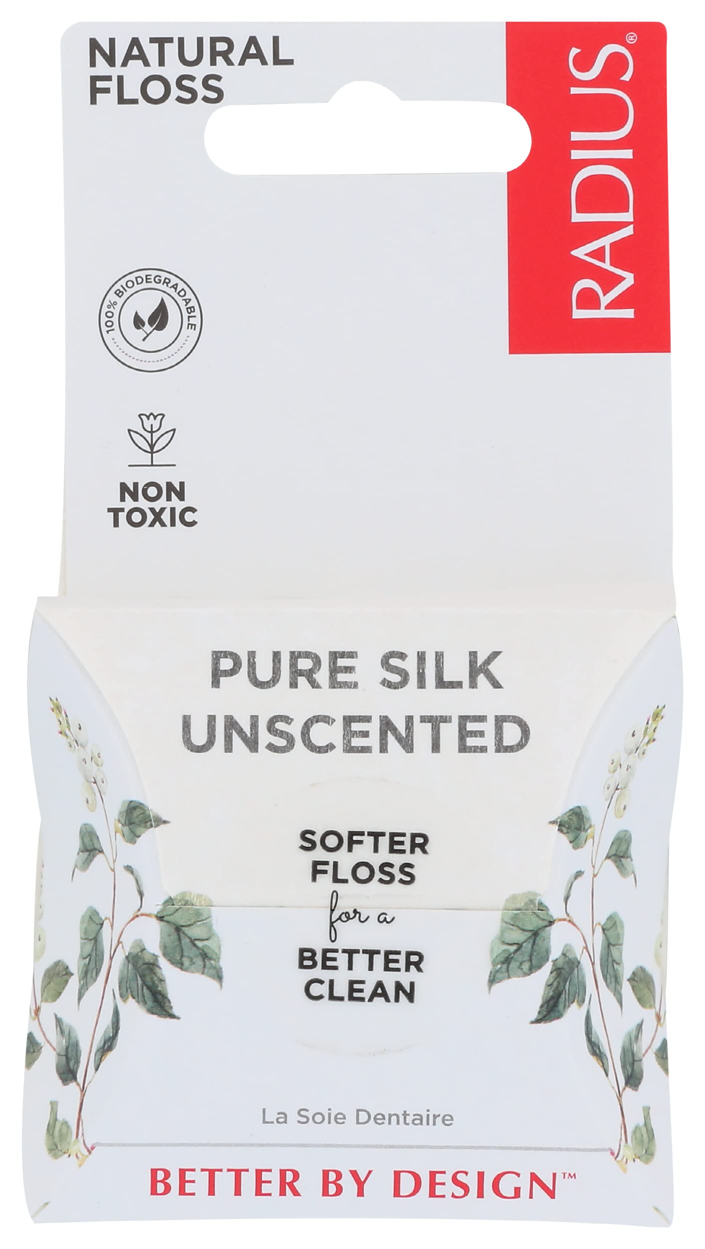 RADIUS Natural Biodegradable Silk Floss, Soft and Smooth for Total Tooth and Gum Protection(3 pack, 33 Yards)