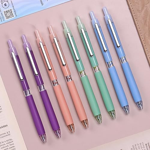 WRITECH Gel Pens Fine Point: Retractable 0.5mm Black Ink Click Pen for Smooth Writing Journaling Note Taking Sketching No Smudge & Smear 8ct(Halo)