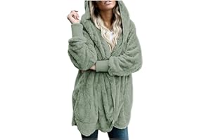 nhApmj Cardigan Sweaters for Women Oversized Fuzzy Fleece Jacket Coats Open Front Fluffy Hooded Cardigans Fall Winter Outfits