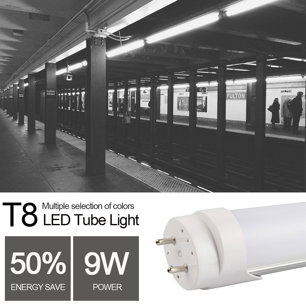 B2tocled-2FT T8 LED Tube Light 9W 3000K, 20W equivalent (Warm White)Dual-End Powered, G13 Fluorescent Light Bulbs Replacement,4-Pack