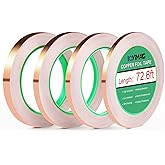 LOVIMAG Copper Tape, Copper Foil Tape 4 Sizes (0.2/0.24/0.3/0.4Inch) x72.6FT, Copper Foil Tape Conductive Adhesive for Staine