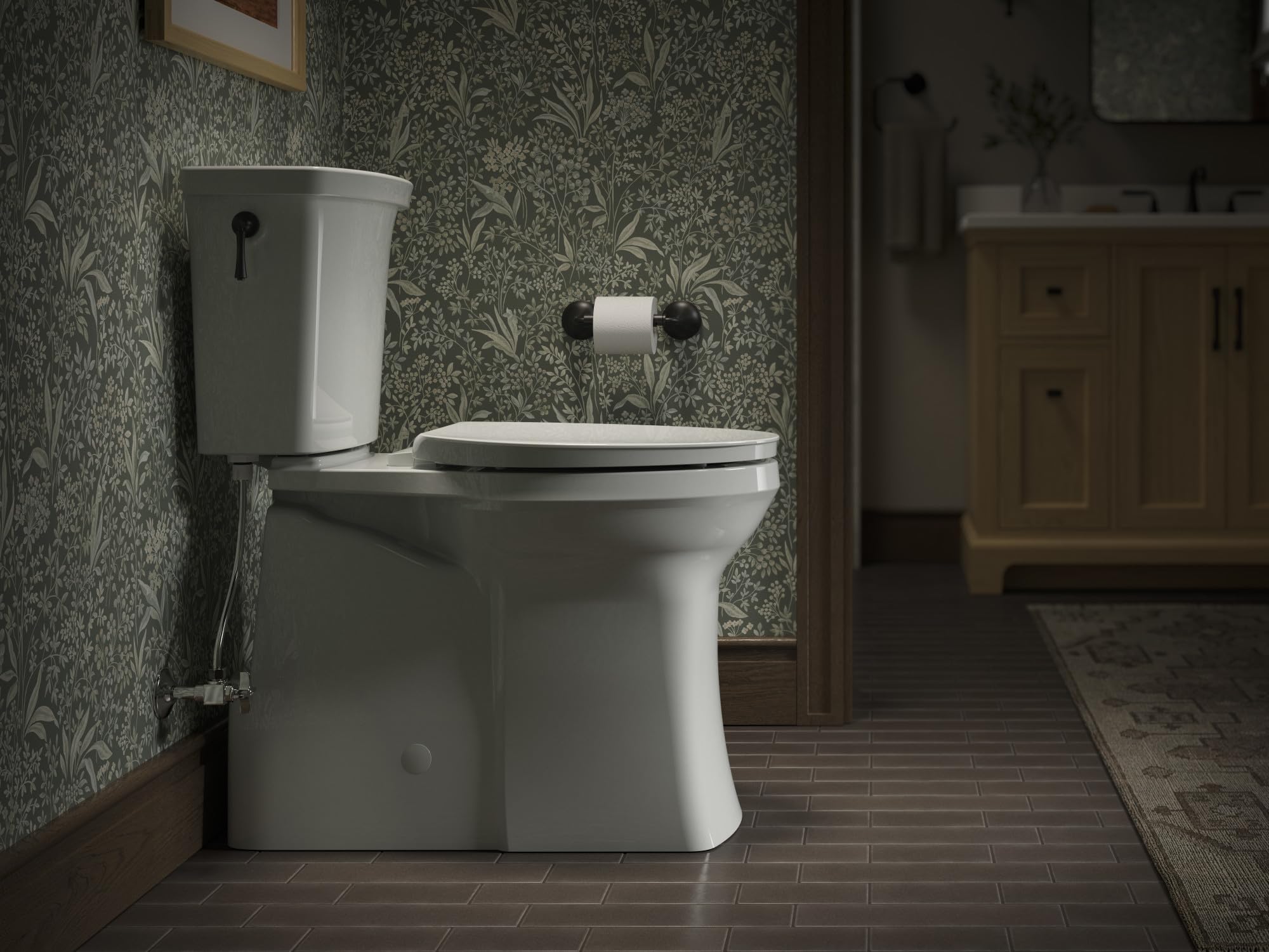 KOHLER K-26801-0 Impro ReadyLatch Quiet Close Elongated Toilet Seat, White Toilet Seat, Grip-Tight Bumpers, New Home Essentials, Slam Prevention