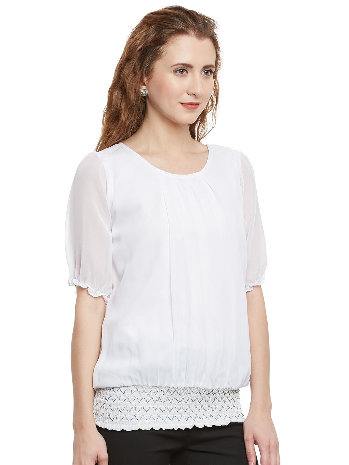 eyelet poly georgette regular tops