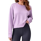 PINSPARK Soft Crewneck Cropped Sweatshirt for Women Long Sleeve Relaxed Lightweight Basic Crop Tops 2025