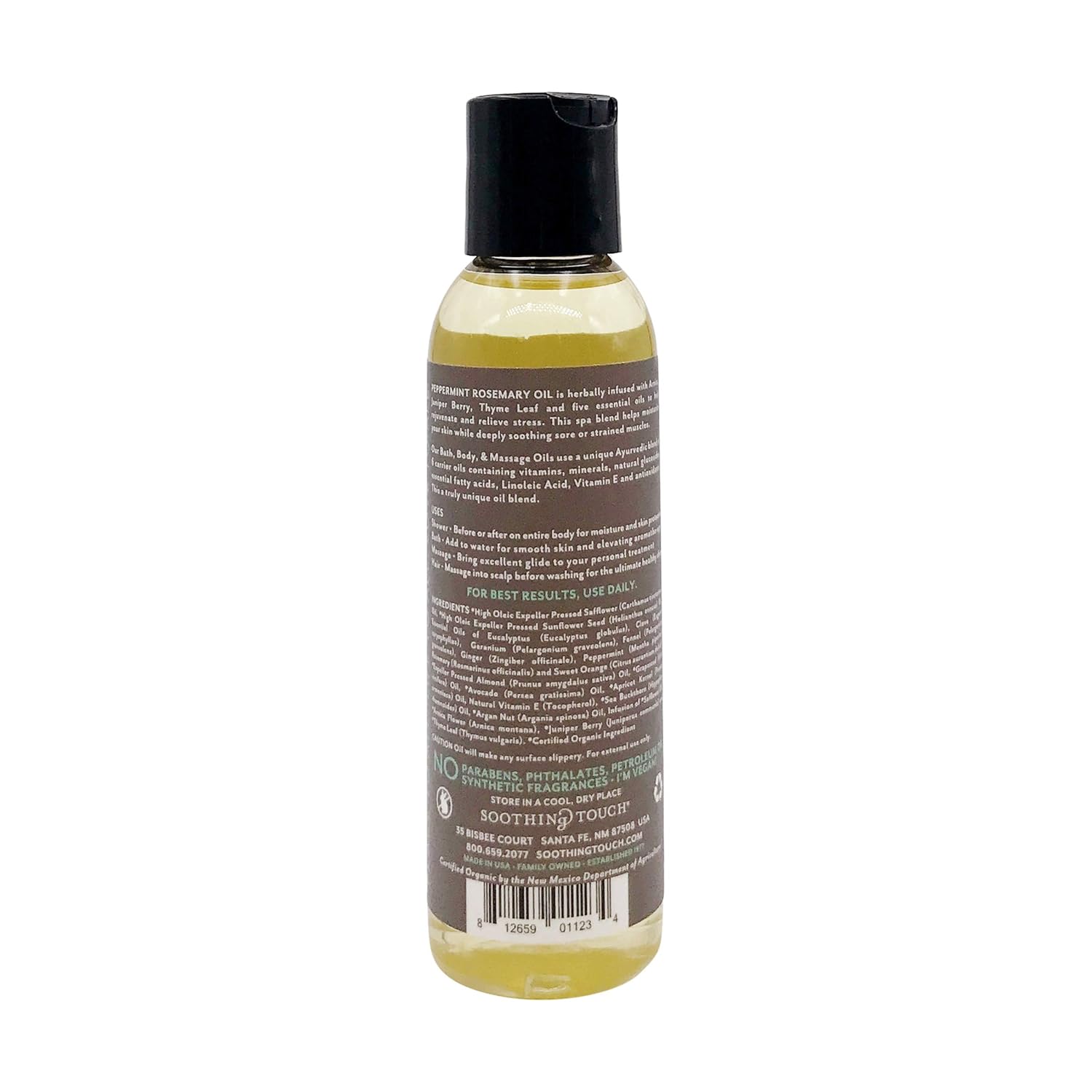 Soothing Touch Bath Organic Body & Massage Oil, Peppermint Rosemary, 4 Ounce : Beauty