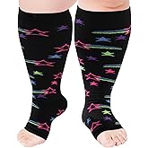 Ancrina Toeless Plus Size Compression Socks for Women Open Toe Wide Calf Compression Socks Support Socks