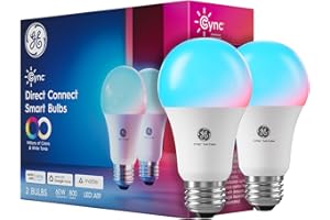 GE Cync A19 LED Smart Light Bulbs, Room Decor Aesthetic Bluetooth and WiFi Color Changing Lights, LED Indoor Light Bulb, Compatible with Alexa and Google (2 Pack)