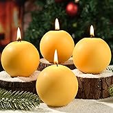 4 Pack Beeswax Round Candles,3 in Hand-Poured Natural Beeswax Candles- 120 H Long Burning Elegant Bees Wax Candles for Home,Non Toxic,Unscented Dripless Smokeless Beeswax Candle