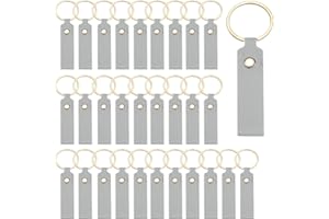 MECCANIXITY 40 Pcs PU Leather Keychain Blanks Bulk Laser Engraving Keychain Leather Key Fob Kit with Key Rings for DIY Suppli