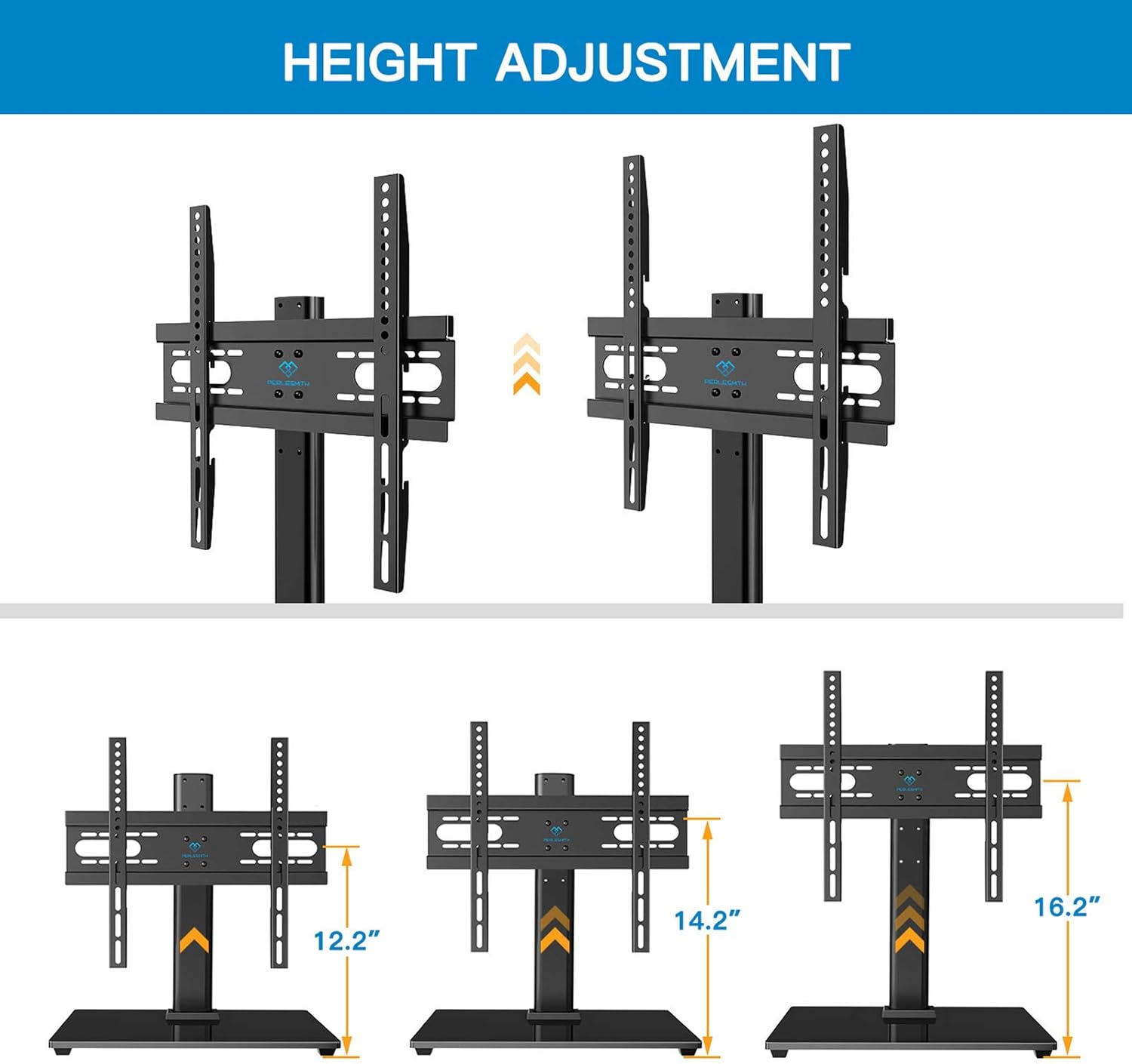 PERLESMITH Universal TV Stand - Table Top TV Stand for 37-55 inch LCD LED TVs - Height Adjustable TV Base Stand with Tempered Glass Base & Wire Management, VESA 400x400mm: Electronics