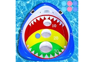 JOINBO Pool Shark Cornhole Board Games Toys Set, Summer Inflatable Shark Floating Swimming Pool Ring Toss Toys for Kids Adults Family for Pool Party Water Carnival