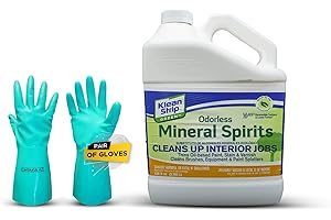 Klean Strip Green Odorless Mineral Spirits Cleans Brushes Rollers Spray Guns Equipment Tools Splatters Thins Oil Based Paint Non-Flammable No Harsh Fumes-1 Gallon with Centaurus AZ Gloves