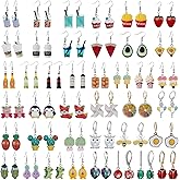 Azurt LCX 20 Pairs Random Mixed Resin Acrylic Earrings Set, Weird Dangle Drop Drink Bottle Animal Pendant Charms Earring, Handmade Funny Statement Unique Fashion Hoop Earring Jewelry for Women Girls
