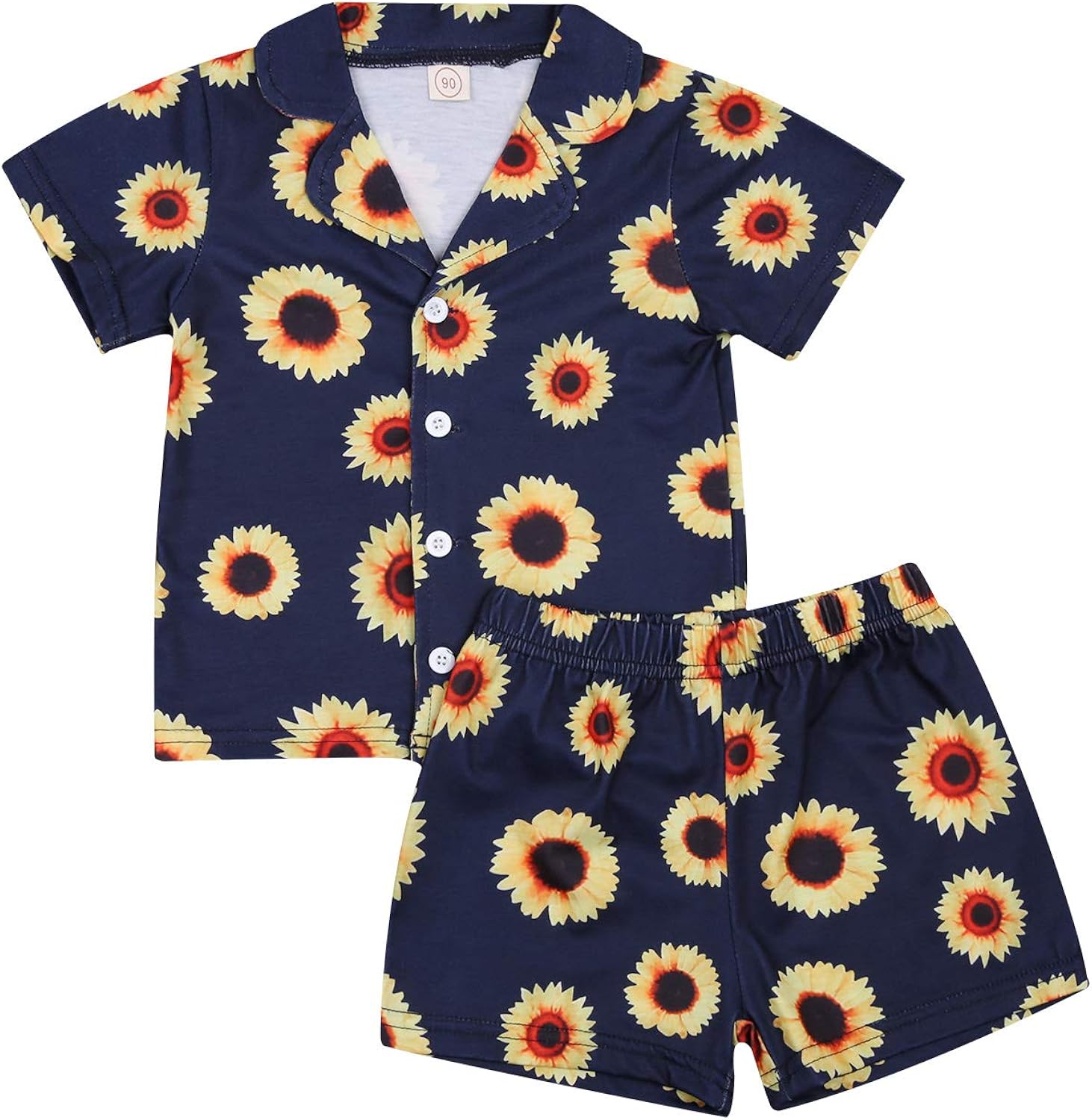 MoccyBabeLee Baby Girls Pajamas Shorts Set Kids Toddler Blouses Shirts