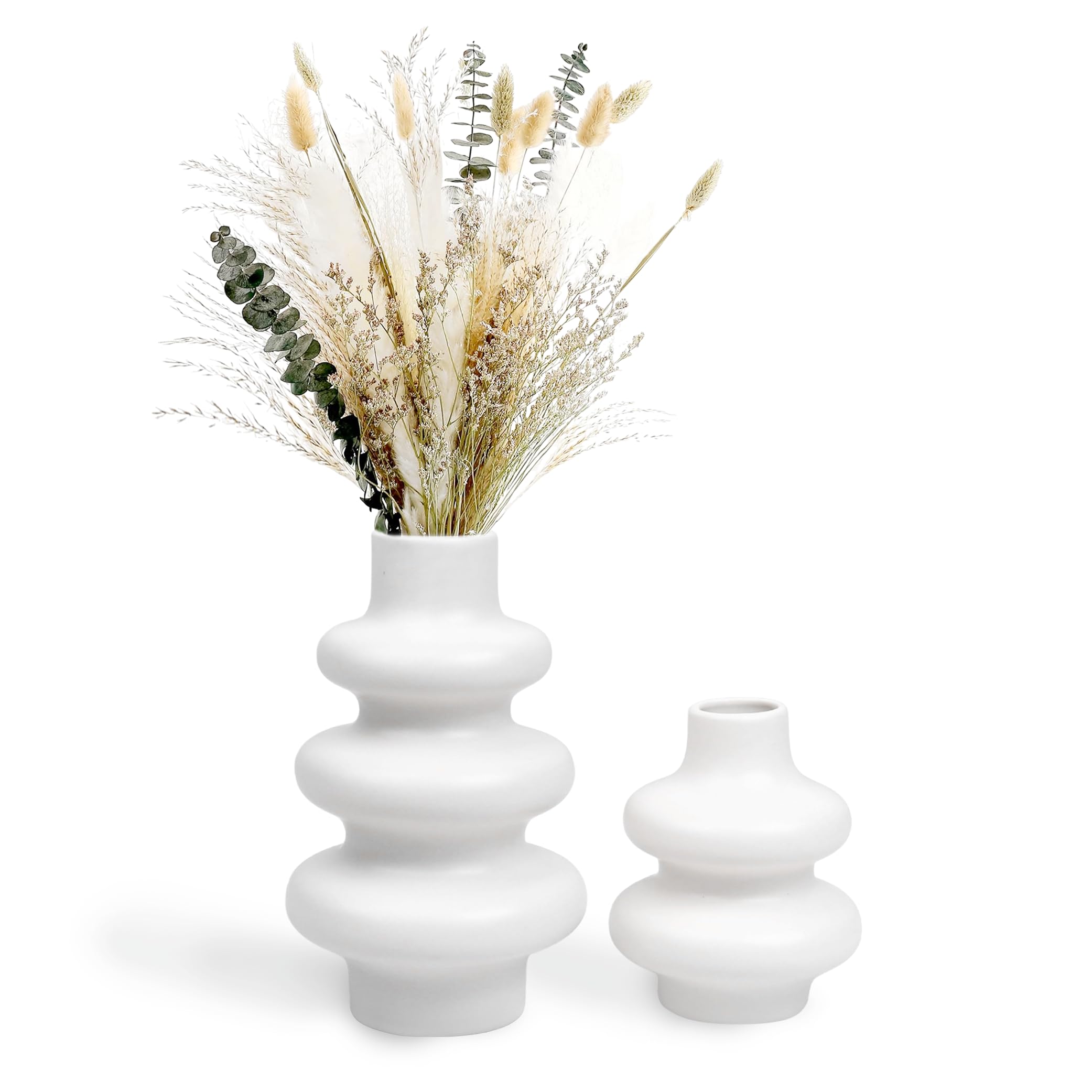 Photo 1 of Zavothy Flower Vase Set for Modern Home Decor, Minimalism Style Off White Vase for Modern Table Shelf, Vases for Flowers for Decor Living Room Centerpieces Office Desk(not Include Flower)