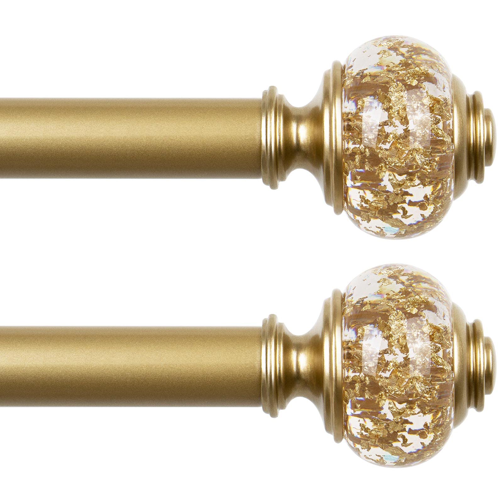 Photo 1 of 2 Pack Curtain Rods, 1 Inch Telescoping Drapery Rod 28 to 48 inch (2.3 to 4 ft), USFOOK Curtain Rods for Windows 16 to 44 Inches, Luxury Gold Translucent Finials