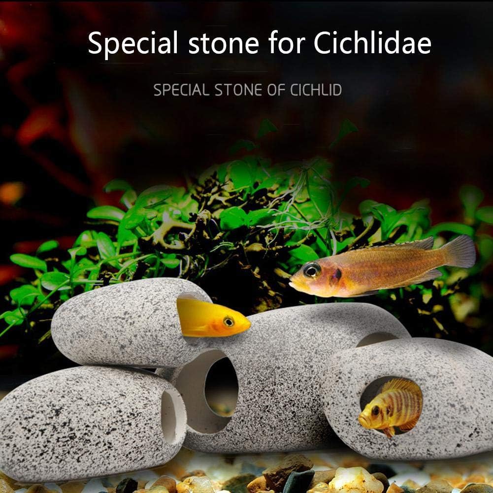 Sharpointhome Fish Tank Decorative Stone Shelter Resin Stone Cave Aquarium Ornament Safe Ceramic Aquarium Decoration Cave Environments Ornament Pet Supplies Decorative Rocks