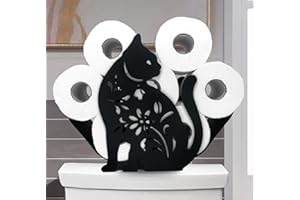 EUIROET Black Metal Cat Toilet Tissue Holder,Animal Paper Holders,Decorative Metal Paper Holder,Funny Toilet Paper Storage for Bathrooms,FreeStanding Metal Toilet Paper Organizer Hold Extra 8 Rolls