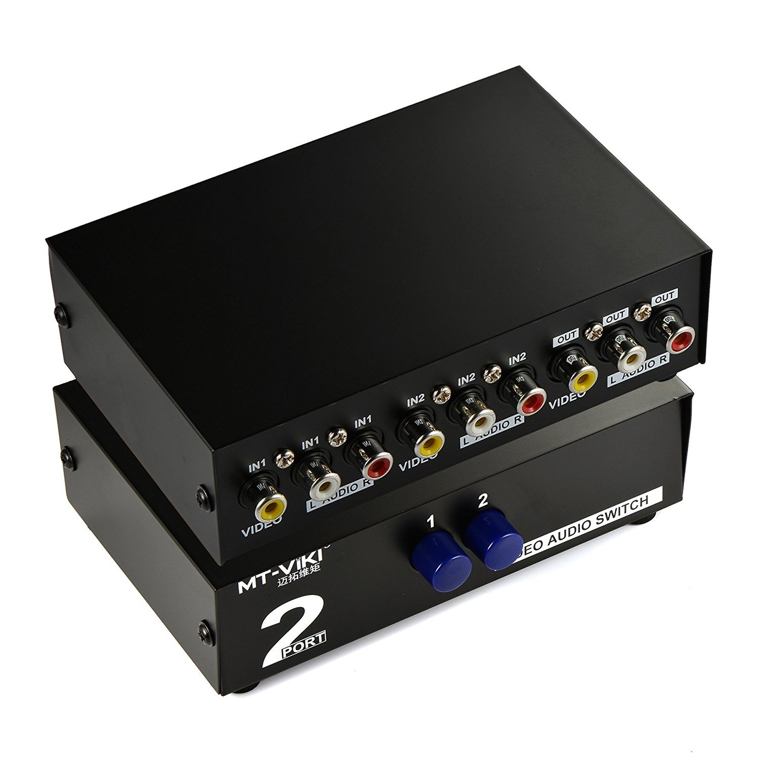 LEAGY 2 Way AV Switch RCA Switcher 2 In 1 Out Composite Video L/R Audio Selector Box for DVD STB Game Consoles-Black