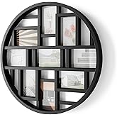Umbra Luna Collage Picture Frame Holds Nine 4x6 Photos, Large 22-Inch Diameter, Black