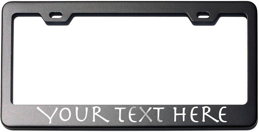 Amazon カスタムパーソナライズ Herculanumフォント シルバーブラシテクスチャテキストレーザーで刻印クローム100 ステンレス スチールライセンスプレートフレームホルダー ナンバーカバー ホルダー 車 バイク