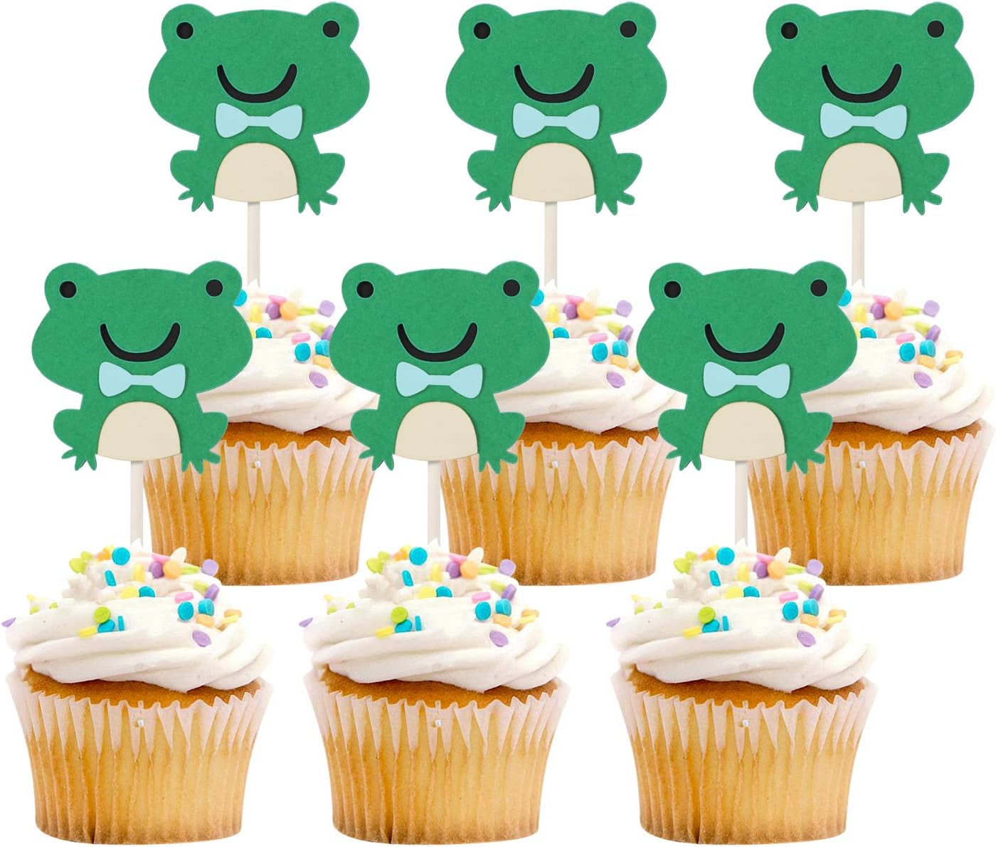 iMagitek 20 Pcs Frog Cupcake Toppers Cake Decorations for Baby Shower, Kids Birthday Party