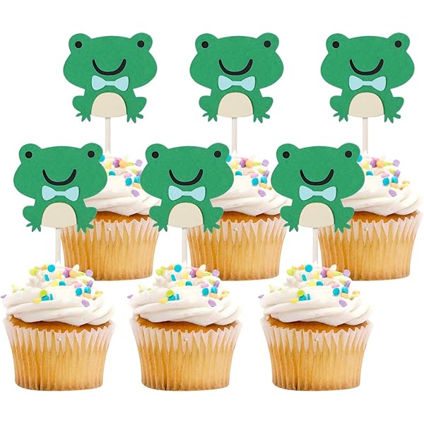 Amazon Com Imagitek 20 Pcs Frog Cupcake Toppers Cake Decorations