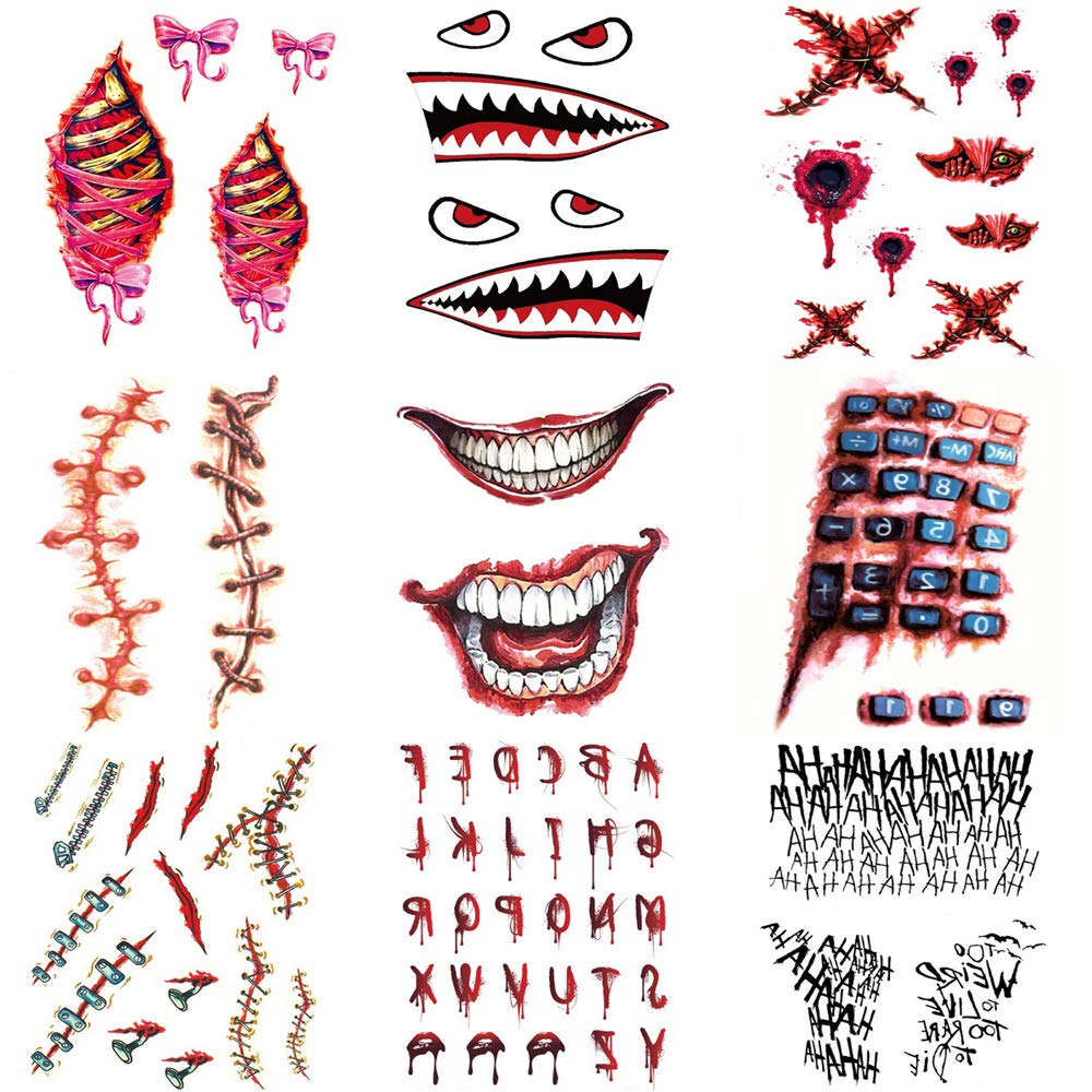 Awfand Halloween Temporary Tattoos The Joker Temporary Tattoos Suicide Squad Costume Halloween Fancy Dress Batman Tattoo Sticker Buy Online In Cayman Islands At Cayman Desertcart Com Productid